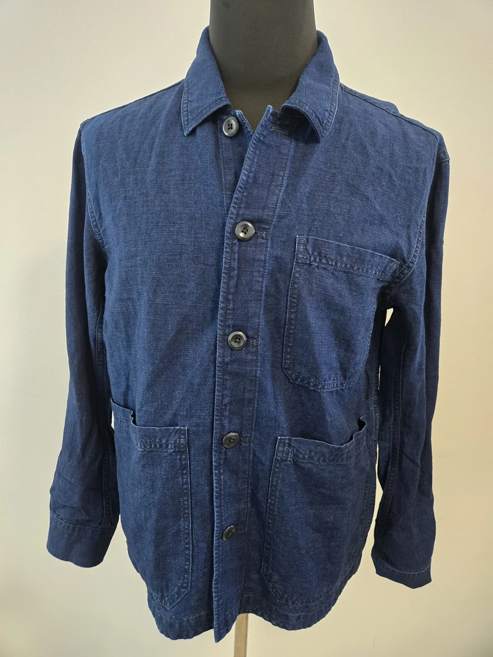 Banana Republic Linen Cotton Navy Blue Button Jacket Size S